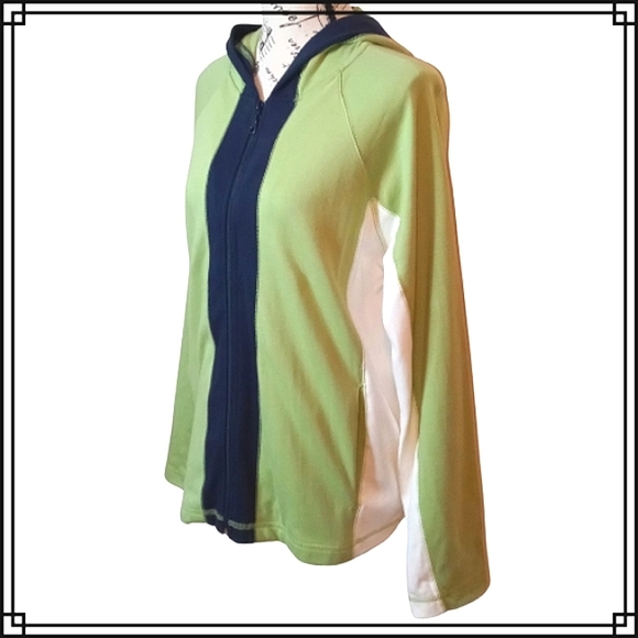 Pacer Color Block Zip Up Hooded Lightweight Sweatshirt 100% Cotton Size PL - Picture 3 of 8